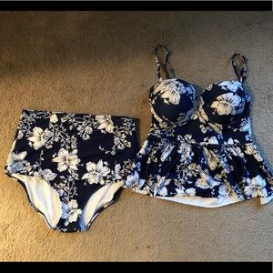 Peplum two piece bathing suit
